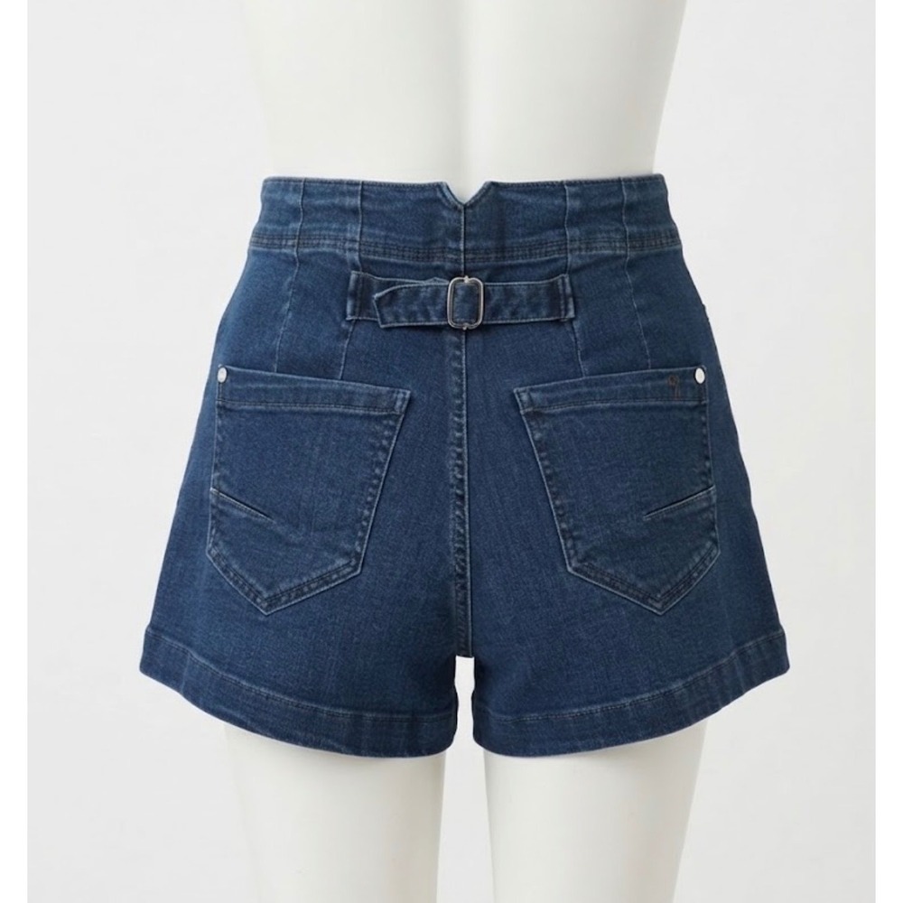Pilcro and the Letterpress High Rise Cinch Back Sailor Denim Shorts Blue 28